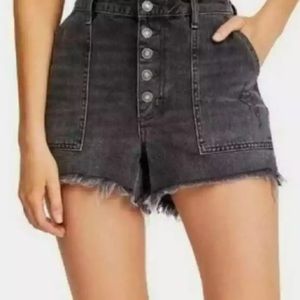 Free People Jesse Carpenter Shorts Black Night Fall Wash Button Fly Size 26